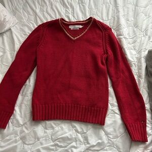 Tommy Hilfiger Large Red V-Neck Sweater